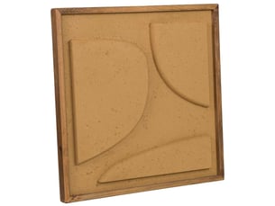 Tableau artisanal en bois recyclé relief jaune 62x4x62 cm h