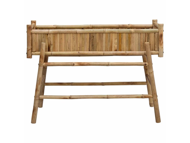 Jardinière - bac à fleurs avec support naturel 100 x 38 x 74 cm bambou - Conforama D