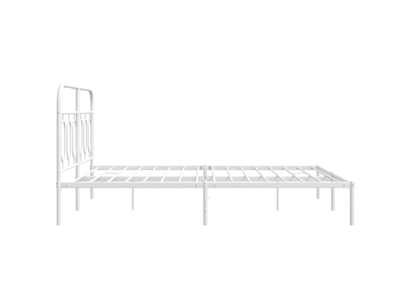  Lit double- lit adulte -  cadre de lit métal sans matelas et tête de lit blanc 135x190 cm  - Conforama D