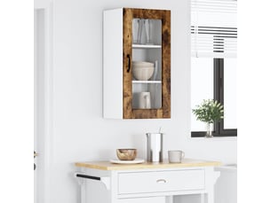 Meuble mural de cuisine, cabinet en verre mural chêne fumé 40x31x80cm shl3582