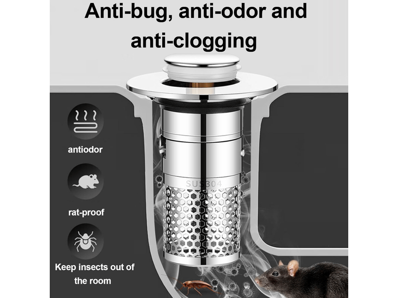 Bouchon de vidange en acier inoxydable 304 avec crépine, adapté aux trous d'un diamètre de 32 à 40 mm. - Conforama D