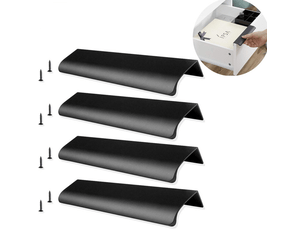 4 poignées noires de 150 mm pour armoire de cuisine, tiroir, porte, armoire (128 mm)