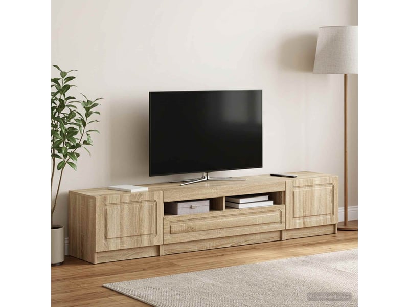 Meuble tv - banc tv - meuble de rangement led utrecht 3 pcs chêne sonoma bois d'ingénierie - Conforama B