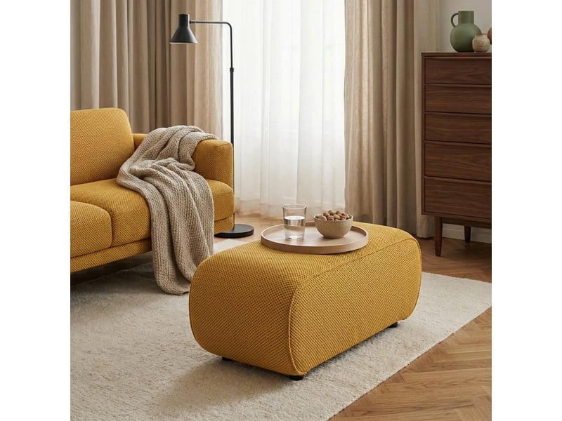 Pouf repose-pieds modulable en velours pour salon moderne gardena - jaune - Conforama B