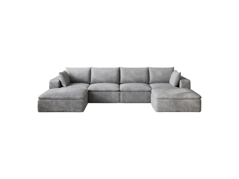  Canapé tissu côtelé design à double couche rembourrage amovible sans montage gris foncé  - Conforama A