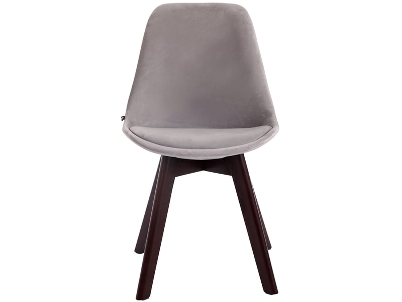 Lot de 4 chaises de salle à manger design scandinave en velours gris et piètement à 4 pieds en bois foncé 10_0008657  - Conforama C