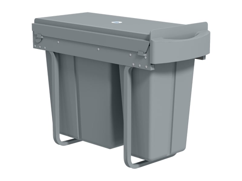  Poubelle coulissante 30 l (20+10 l), 2 bacs amovibles, poignée, métal, grise  - Conforama A