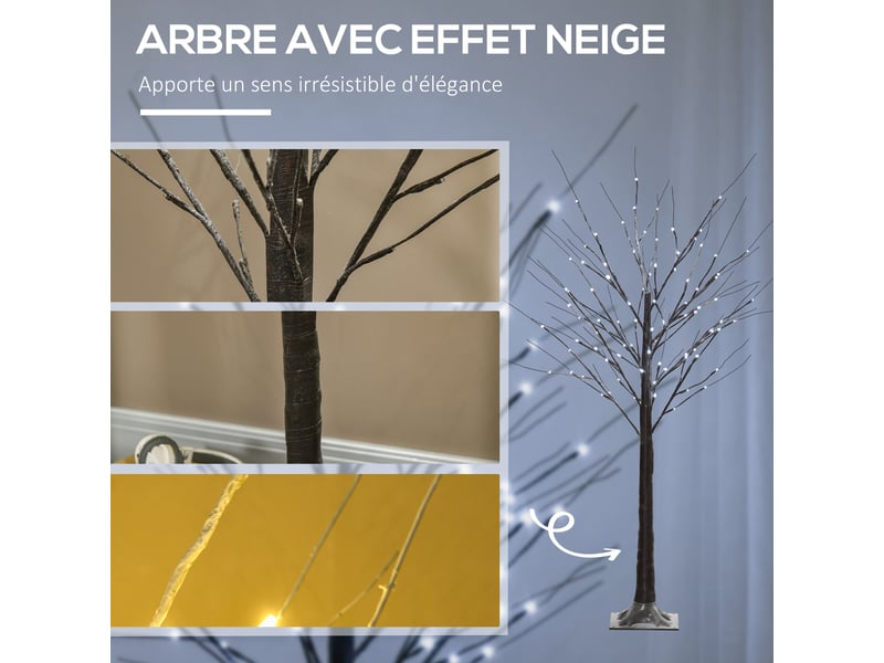  Arbre lumineux led - décoration lumineuse blanc froid - 96 leds - usage intérieur - 150 cm - décoration de noël chambre maison marron  - Conforama E