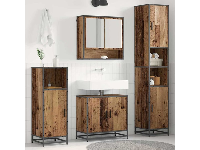 Ensemble de mobilier de salle de bain 3 pièces bois ancien cf64441 - Conforama B