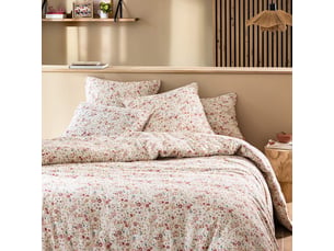 Terre de nuit – housse de couette 260x240 en gaze de coton – motif floral rose – toucher doux – lavage en machine à 30°