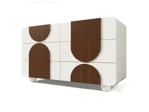 Buffet blanc 6 tiroirs meuble rangement moderne mdf bois massif design courbé 121x71x41 cm