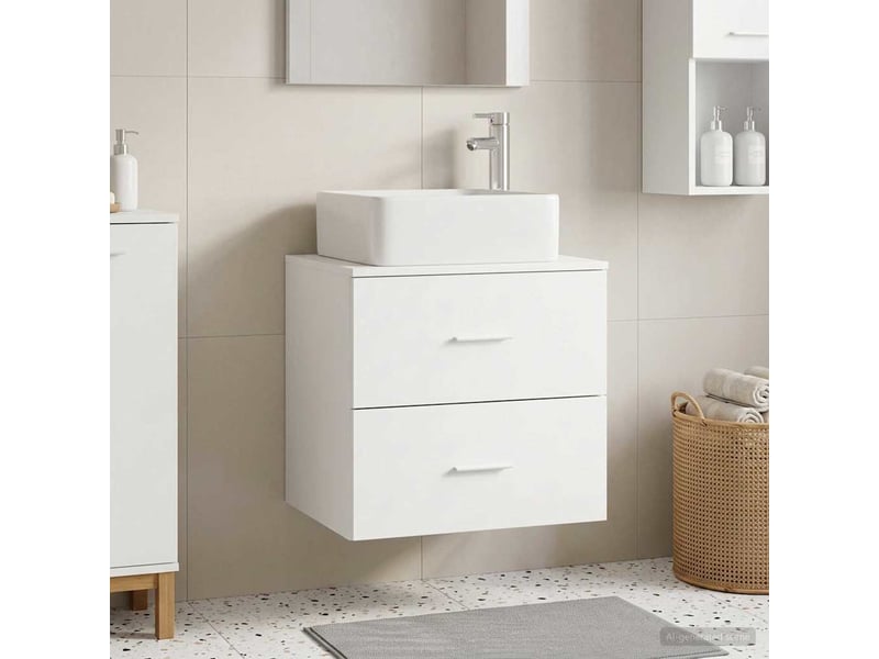 Vanité de lavabo mural, meuble de rangement blanc 49.5x41x63 cm shl2873 - Conforama B