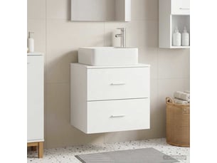Vanité de lavabo mural, meuble de rangement blanc 49.5x41x63 cm shl2873