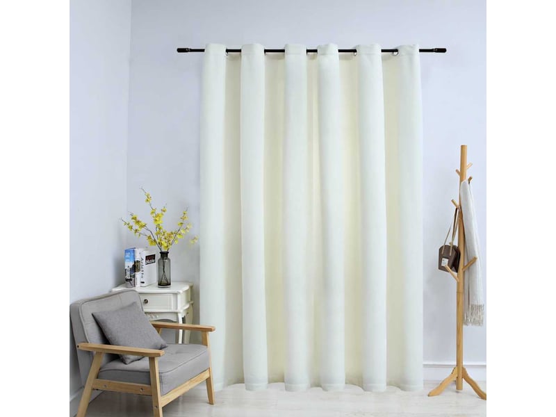  Rideau occultant, rideau black-out avec anneaux en métal velours crème 290x245 cm cf43952  - Conforama B