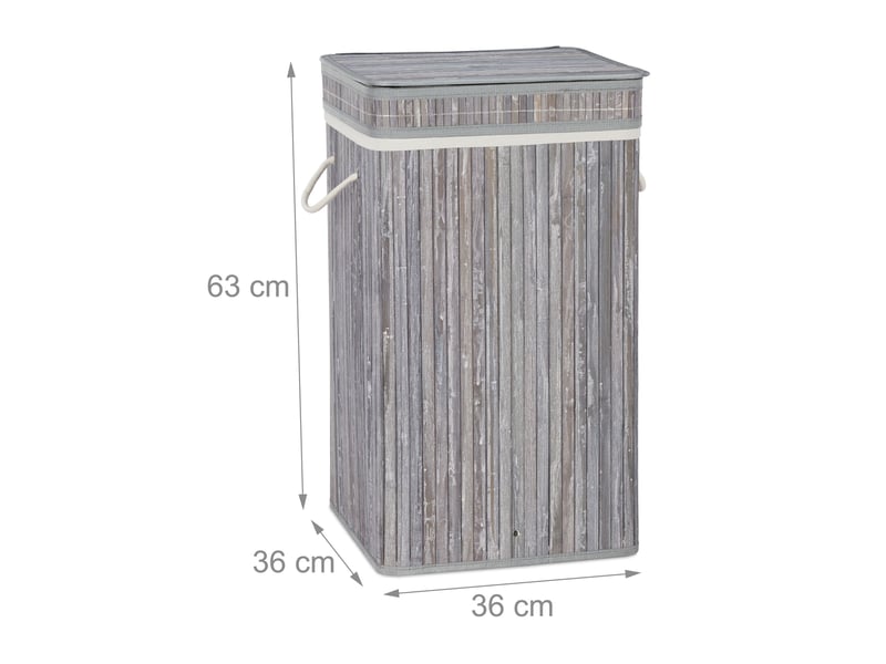  Corbeille à linge pliable design naturel salle de bain 70 litres avec couvercle en bambou gris 13_0006486  - Conforama B