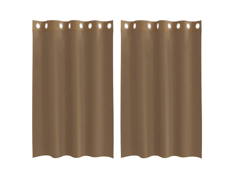  Lot de 2 rideaux en voile, voilages avec œillets marron clair cf44382  - Conforama A