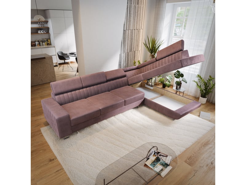  Canapé d'angle hestion, velours bruyère  - Conforama C