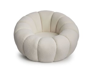 Fauteuil tournant design coquillage arielina tissu bouclette beige
