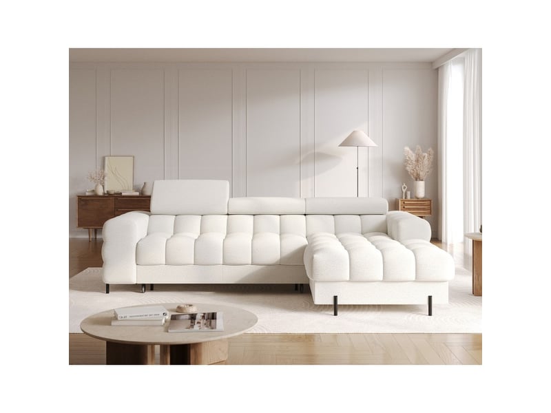  Canapé d'angle droit convertible blanc allure contemporaine 285x99x181cm filtro  - Conforama E