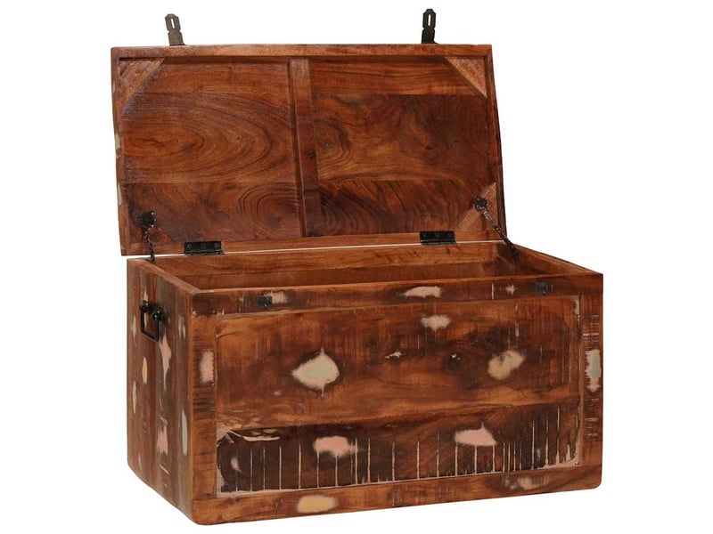  Boîte de rangement, coffre de rangement avec stockage marron bois de mangue massif shl4526  - Conforama D