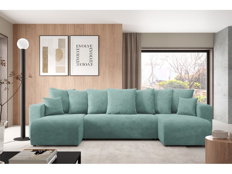 Canapé d'angle convertible evora u turquoise - Conforama B
