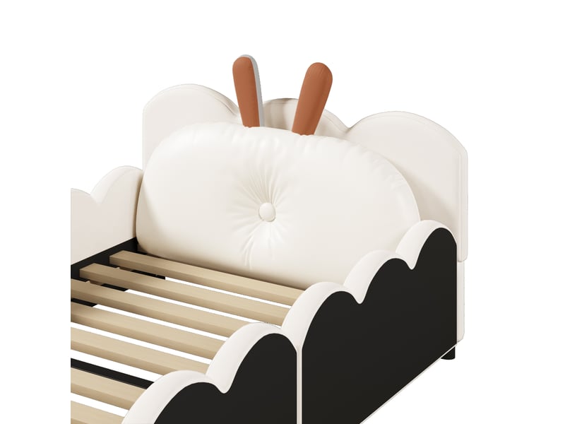  Lit rembourré 90x200 cm – lit simple moderne avec tête de lit et sommier à lattes – mdf et bois – beige CozyNest - Conforama D