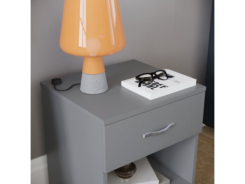  Table de chevet riano, commode de nuit, chambre, rangement, 47x40x36cm, 1 tiroir, gris 3331470 - Conforama R