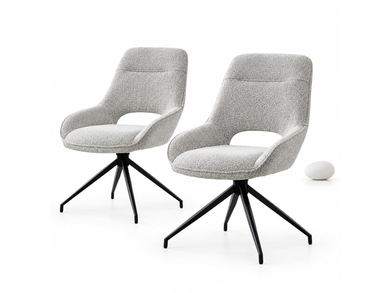  Lot de 2 chaises de salle à manger pivotantes 360° beige-gris et noir  - Conforama A