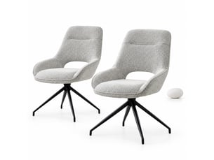 Lot de 2 chaises de salle à manger pivotantes 360° beige-gris et noir