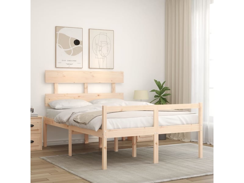 Lit double- lit adulte - lit pour personne âgée sans matelas 140x190 cm bois massif - Conforama B
