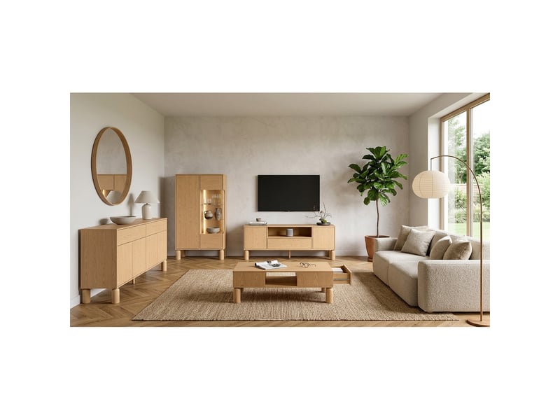  Selsey sanden - meuble tv - 160 cm - chêne bookmatch Sanden - Conforama D