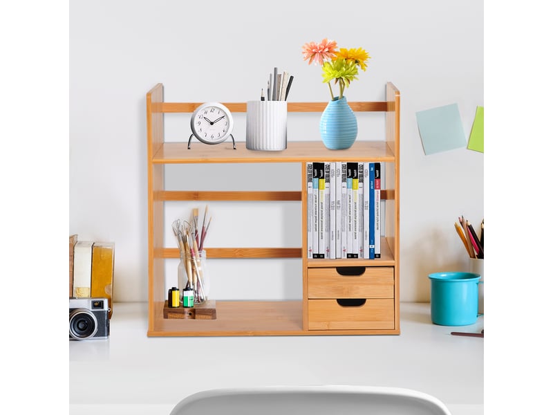  Étagère livre bureau bibliothèque stockage organisateur bureau cuisine salle de bain bois de naturel bambou  - Conforama D