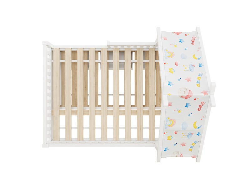 Lit cabane en bois 140x200 cm - avec lit gigogne et 3 tiroirs - barrière de sécurité - mdf+pin - blanc (sans matelas)  - Conforama W