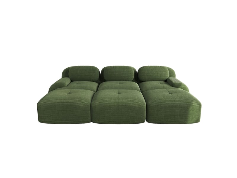  Canapé modulable 3 poufs tissu côtelé sans cadre livraison sans montage adapté aux animaux accoudoirs extra larges garniture très élastique 32d vert  - Conforama A