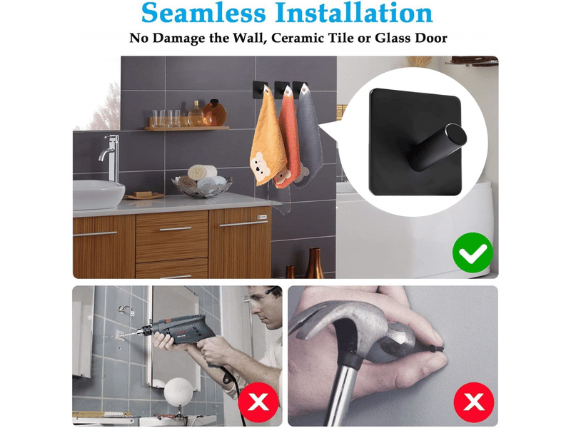  Crochet adhésif, serviettes suspendues, peignoirs, manteaux, attaches, ustensiles de cuisine, adaptés à la cuisine, à la salle de bain, aux toilettes,  - Conforama C