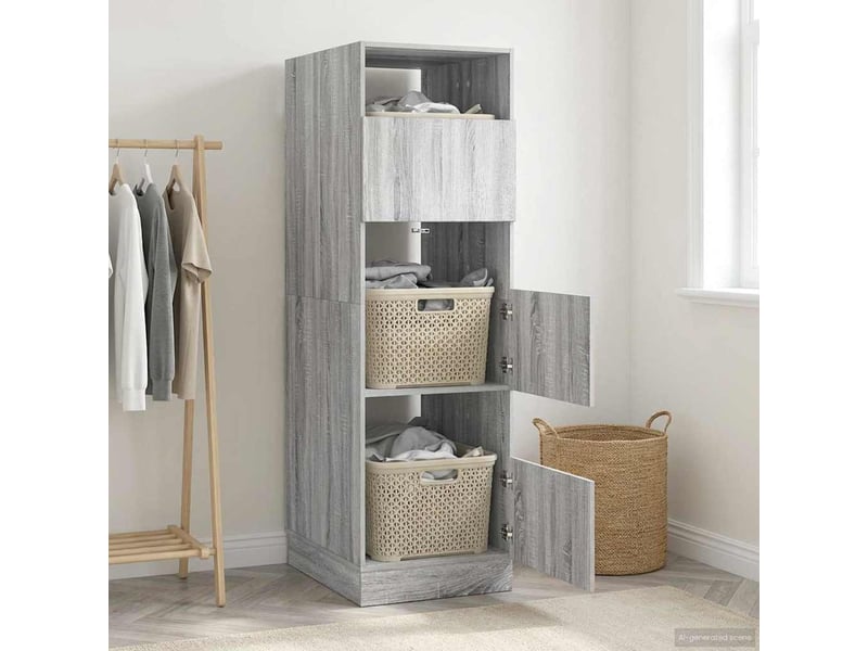 Armoire à laver gris sonoma 50x68x162 cm bois d'ingénierie - Conforama D