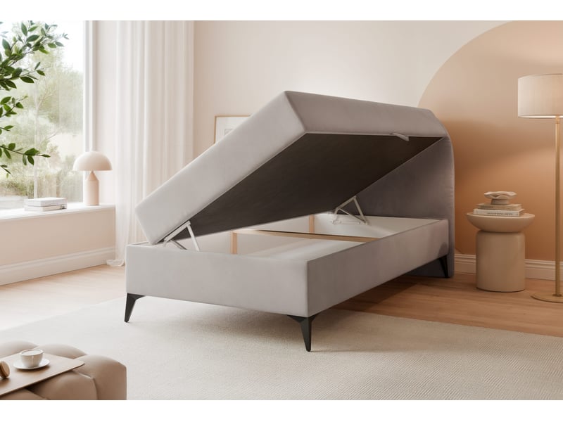  Lit coffre noelia - 90x200 cm - ouverture à droite - avec matelas et surmatelas - gris NOELIA - Conforama C