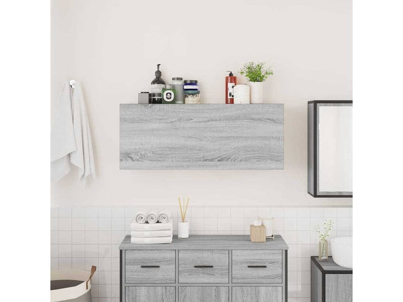  Armoire murale de bain, meuble de rangement sonoma gris 100x25x40 cm bois ingénierie  - Conforama C