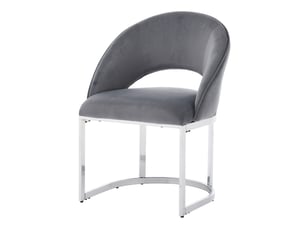 Lot de 4 chaises de salle à manger avec dossier arrondi et pieds métalliques en velours gris et argenté