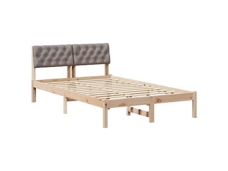  Lit double- lit adulte -  cadre de lit marron et taupe 120 x 190 cm bois massif en pin  - Conforama A