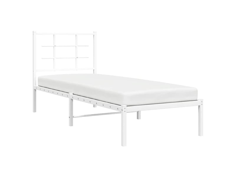  Lit simple- lit adulte -  cadre de lit métal sans matelas avec tête de lit blanc 80x200cm  - Conforama C