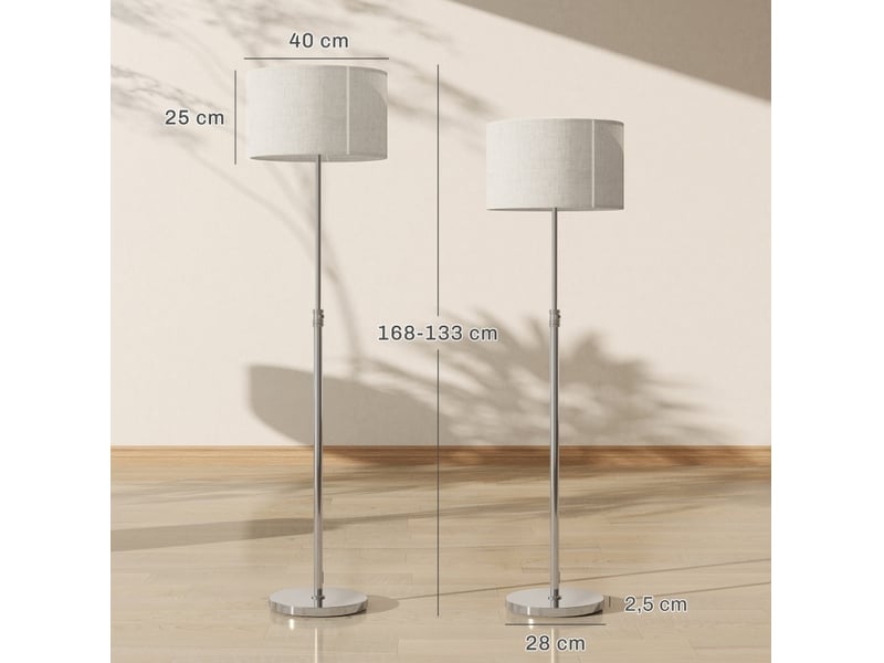  Lampadaire 40x40x168 cm réglable en hauteur métal argenté  - Conforama C