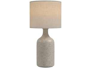 Lampe de table vintage avec pied en céramique, coloris sable et beige.