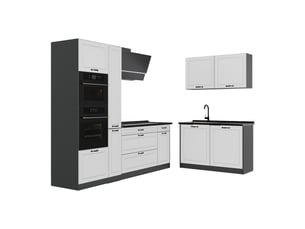 Vicco cuisine en angle, blanc campagneanthracite, 230 x 120 cm plan de travail anthracite