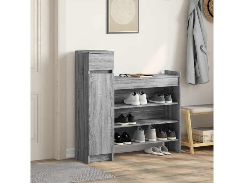  Meuble à chaussure, armoire à chaussures sonoma gris bois d'ingénierie  - Conforama C
