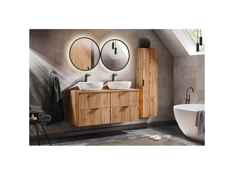  Miroir salle de bain led rond noir 60x60 cm design  - Conforama C