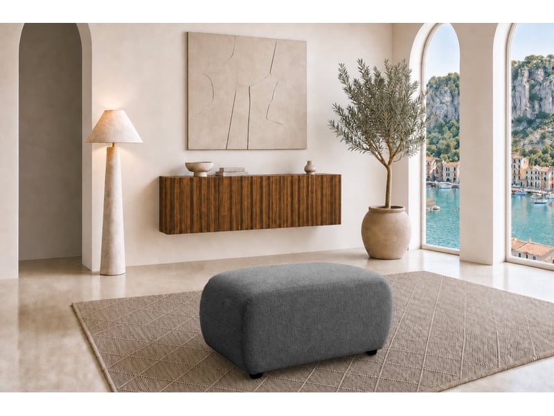  Cassis - pouf en tissu chenille gris foncé 105x57x40  - Conforama B