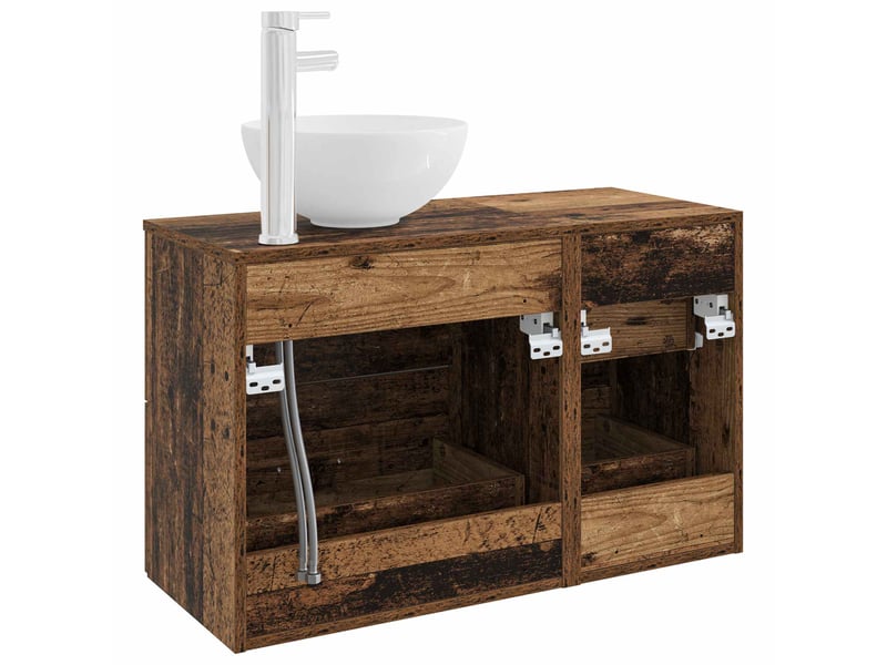 Ensemble de mobilier de salle de bain 2 pcs bois ancien shl1278 - Conforama E