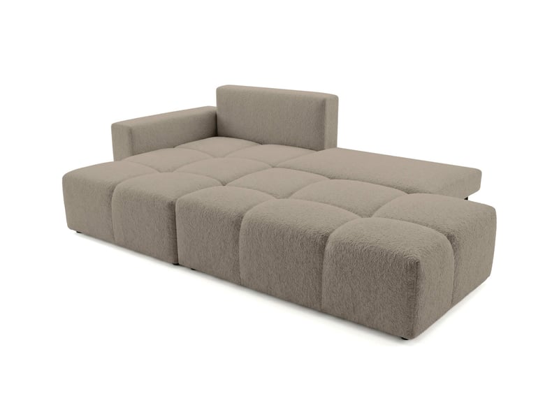  Celine - canapé d'angle fixe convertible 4 places en bouclette  - Conforama C