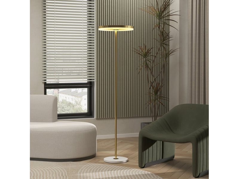  Lampadaire led 40x40x157,5 cm doré en métal et acrylique, variateur 3 niveaux avec interrupteur au pied  - Conforama D
